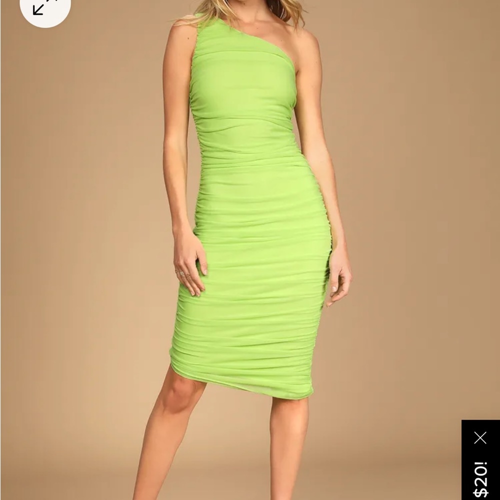 Green dress one shoulder